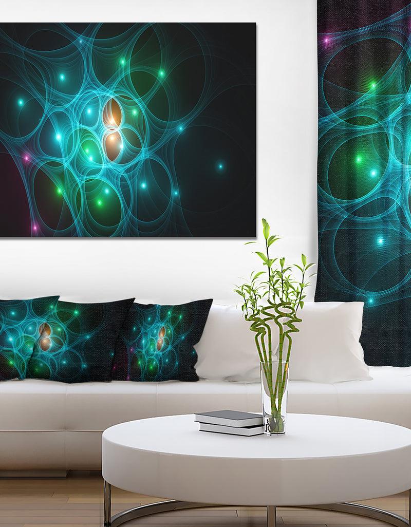 DesignQ Light Blue Fractal Space Circles - Extra Large Abstract Canvas Art Print