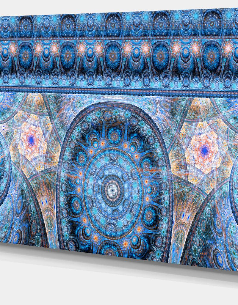 DesignQ Light Blue Living Cells Fractal Design - Extra Large Abstract Canvas Art Print