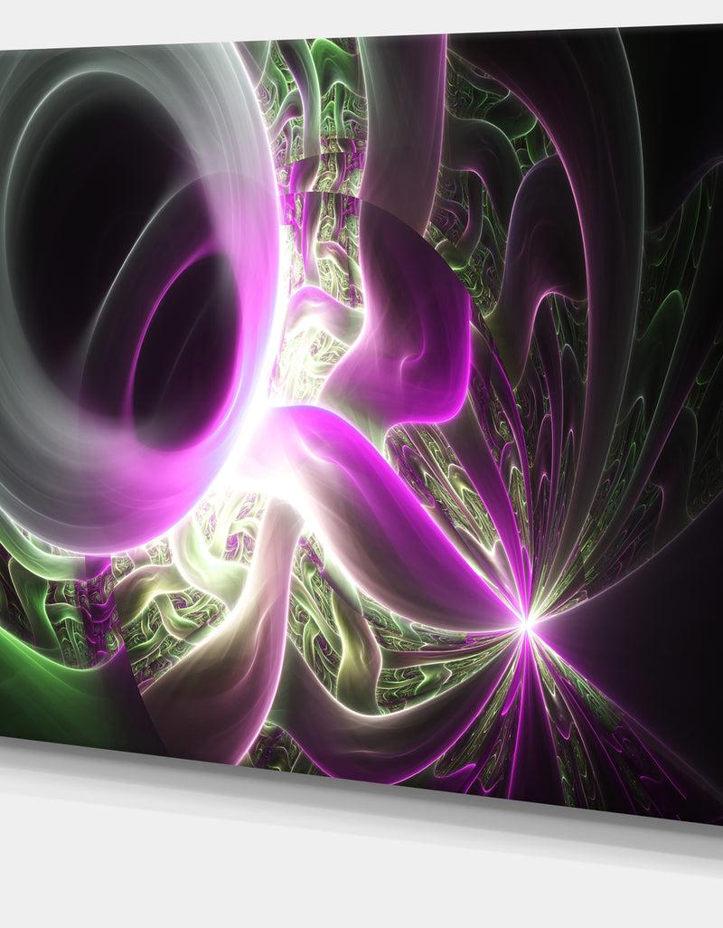 DesignQ Light Purple Designs On Black - Abstract Wall Art Canvas