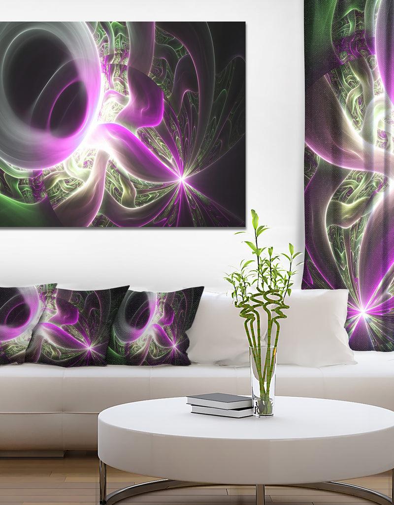 DesignQ Light Purple Designs On Black - Abstract Wall Art Canvas