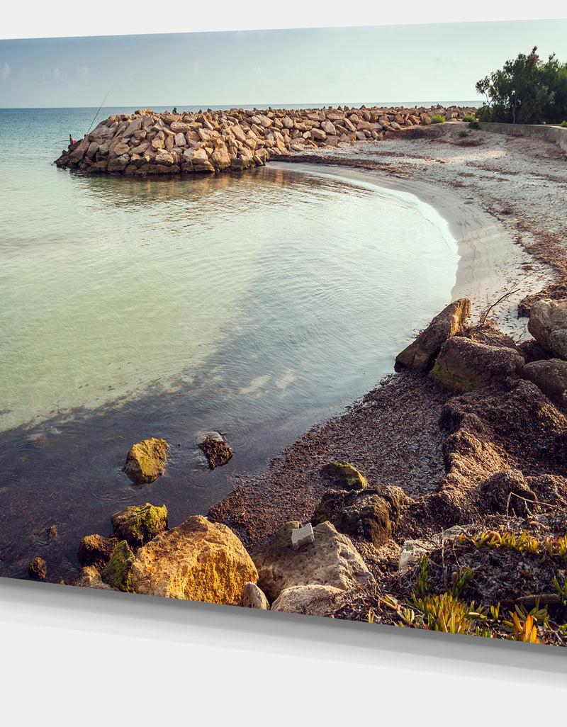 DesignQ Little Lagoon With Fishermen Africa - Extra Large Seashore Canvas Art