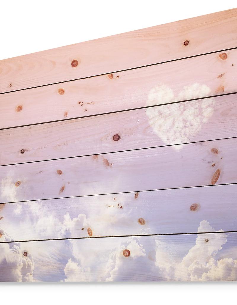 DesignQ Love Is In The Air - Digital Print On Natural Pine Wood