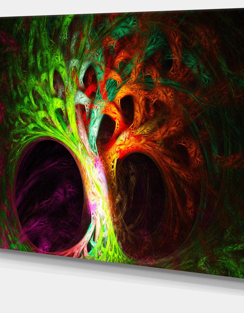 DesignQ Magical Green Psychedelic Tree - Extra Large Abstract Art On Canvas