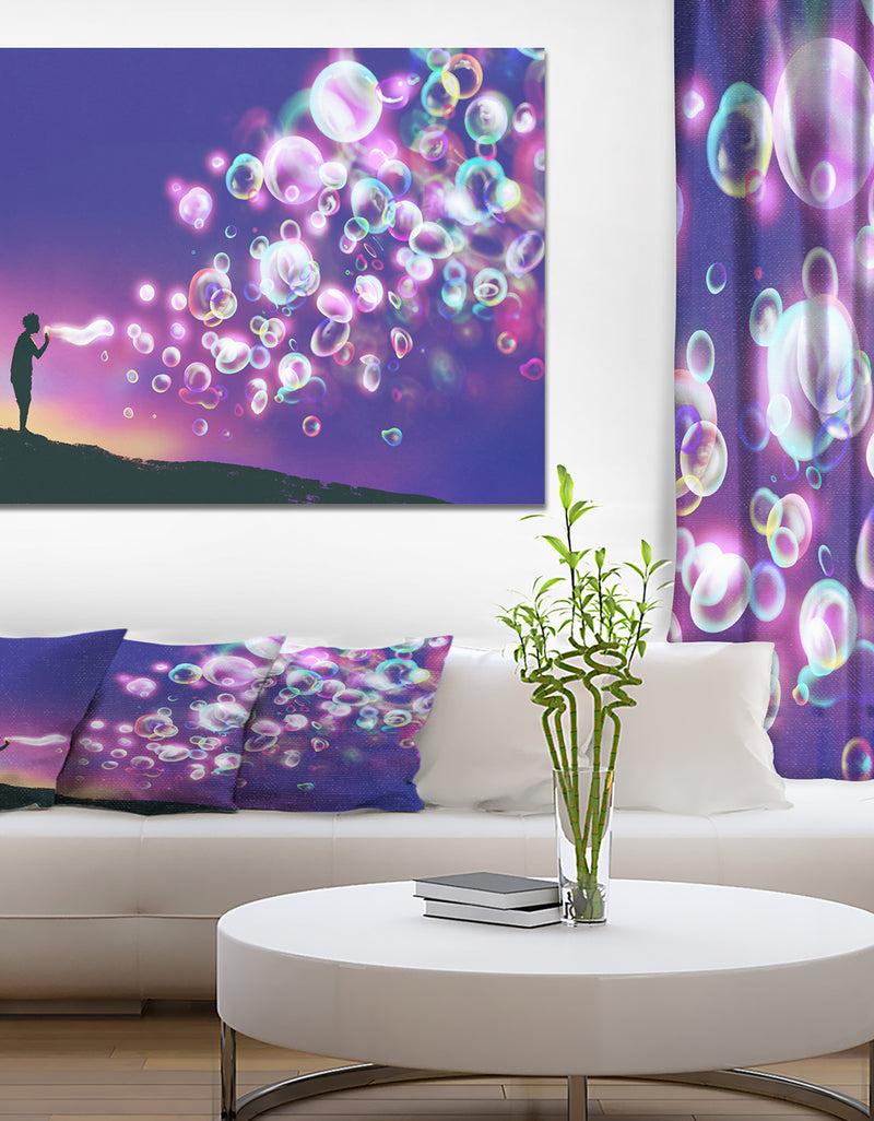 DesignQ Man blowing Soap Bubbles - People Contemporary on wrapped canvas DesignQ Man blowing Soap Bubbles - People Contemporary on wrapped canvas