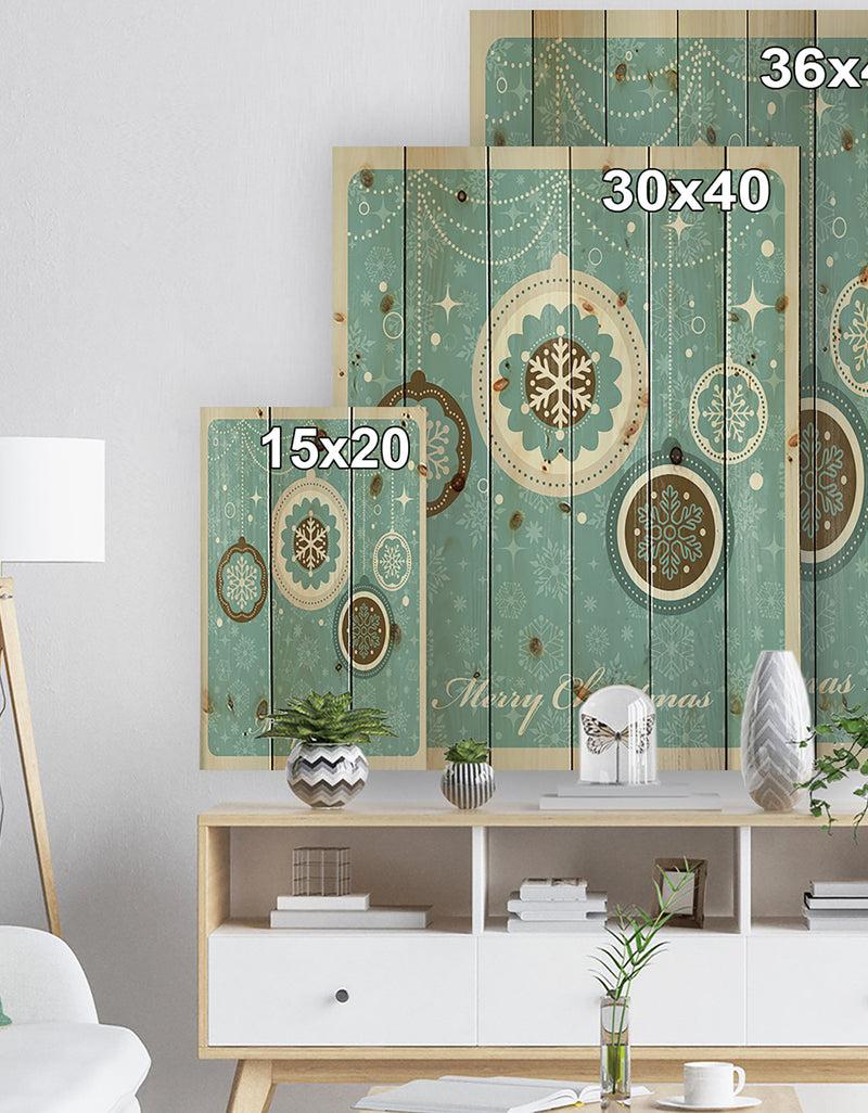 DesignQ Merrry Christmas Snow Crystal Christmas Tree Ball - Print On Natural Pine Wood