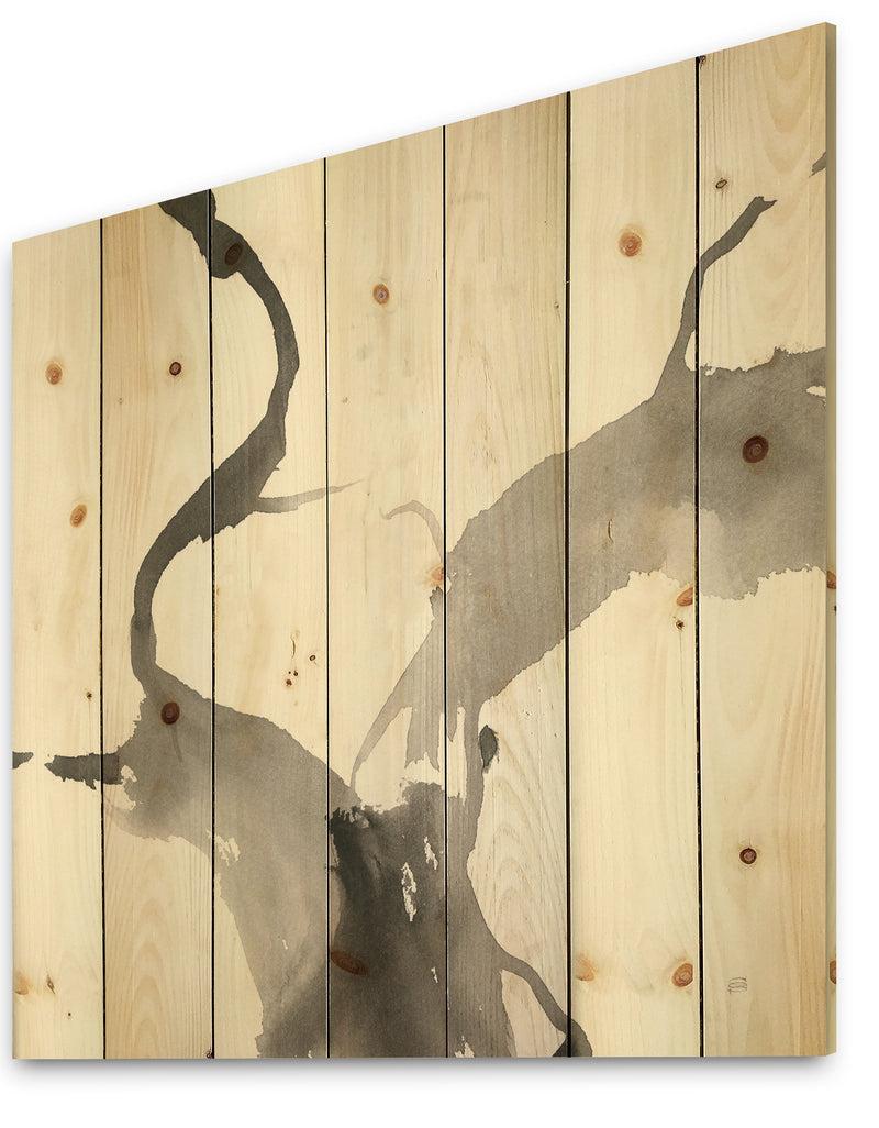 DesignQ Minimal Geometric Gesture II - Transitional Print On Natural Pine Wood