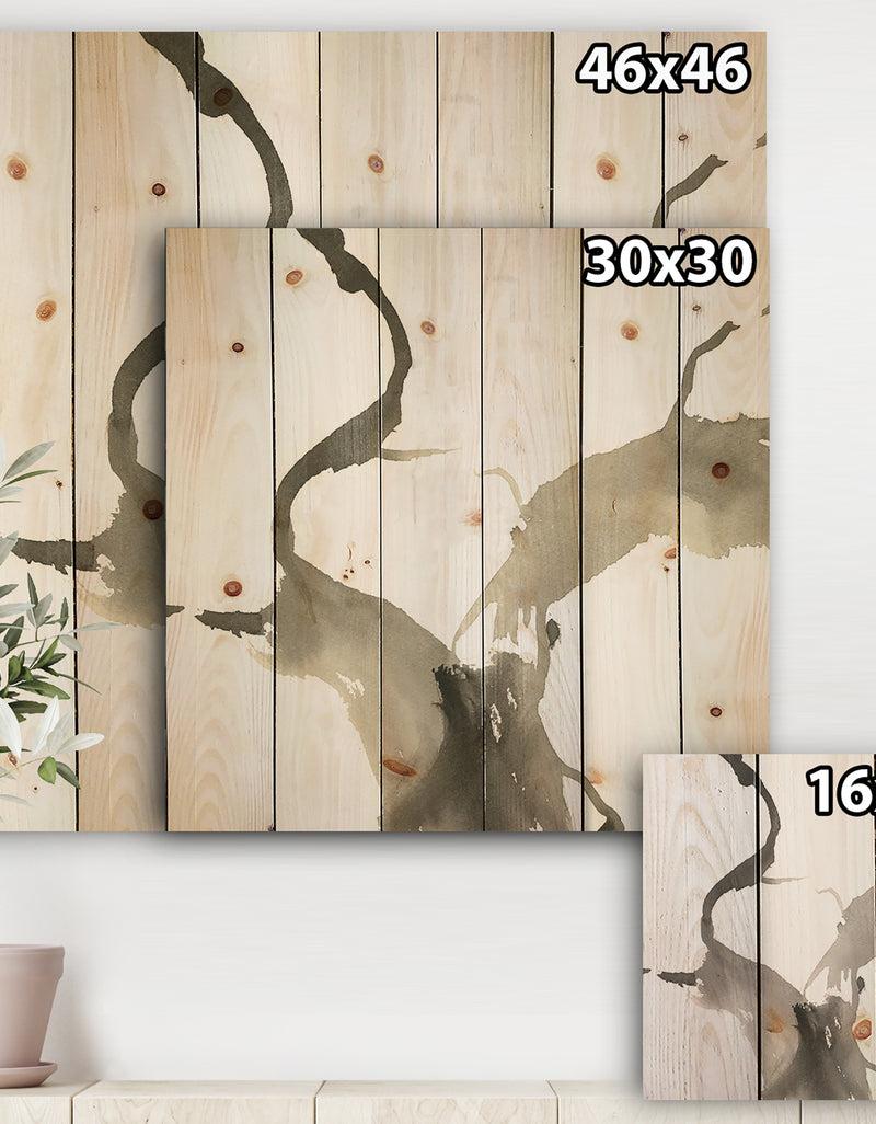 DesignQ Minimal Geometric Gesture II - Transitional Print On Natural Pine Wood
