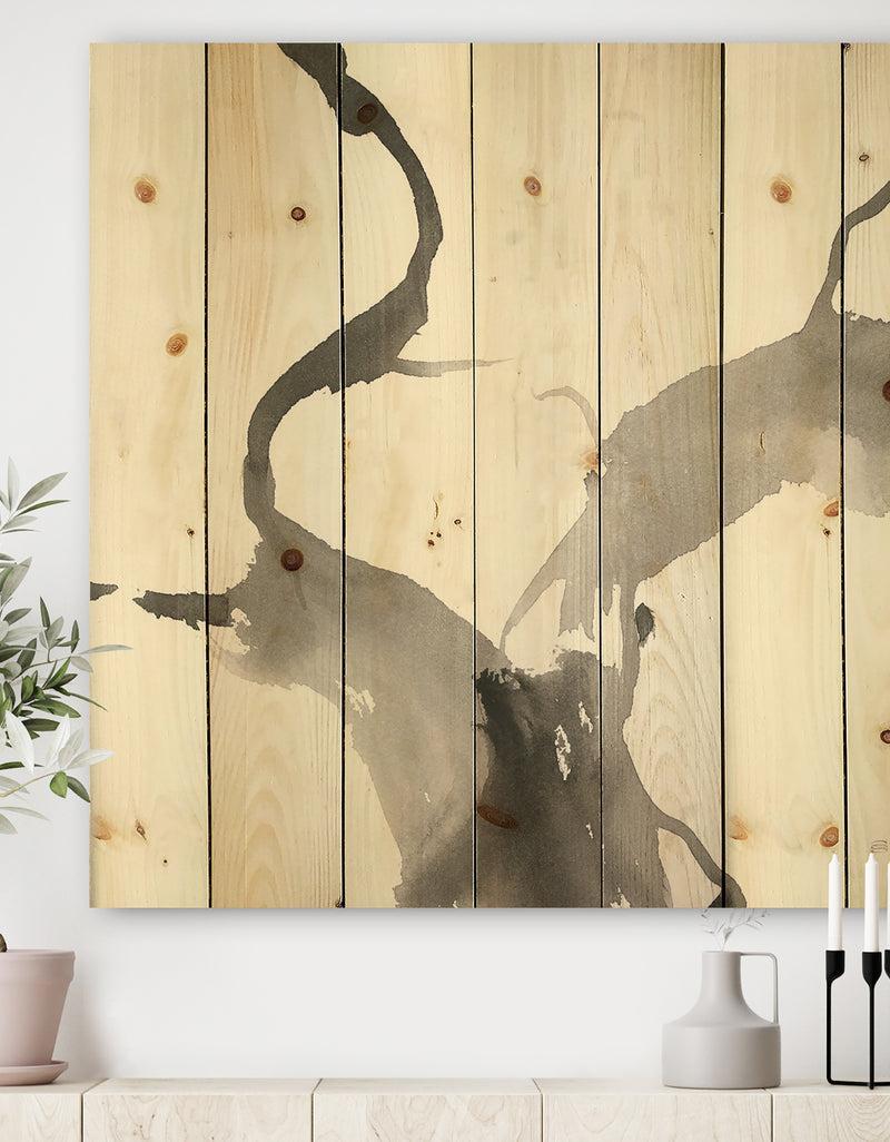 DesignQ minimal geometric Gesture II - Transitional Print on Natural Pine Wood