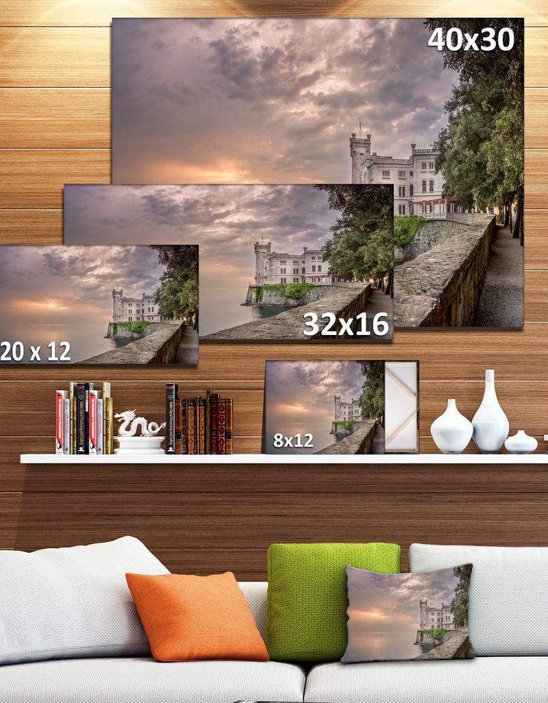 DesignQ Miramare Castle At Sunset - Extra Large Landscape Canvas Art Print