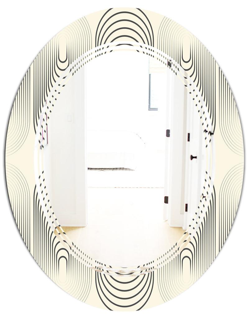DesignQ Monochrome Geometric Pattern X - Modern Round Or Oval Wall Mirror - Triple C