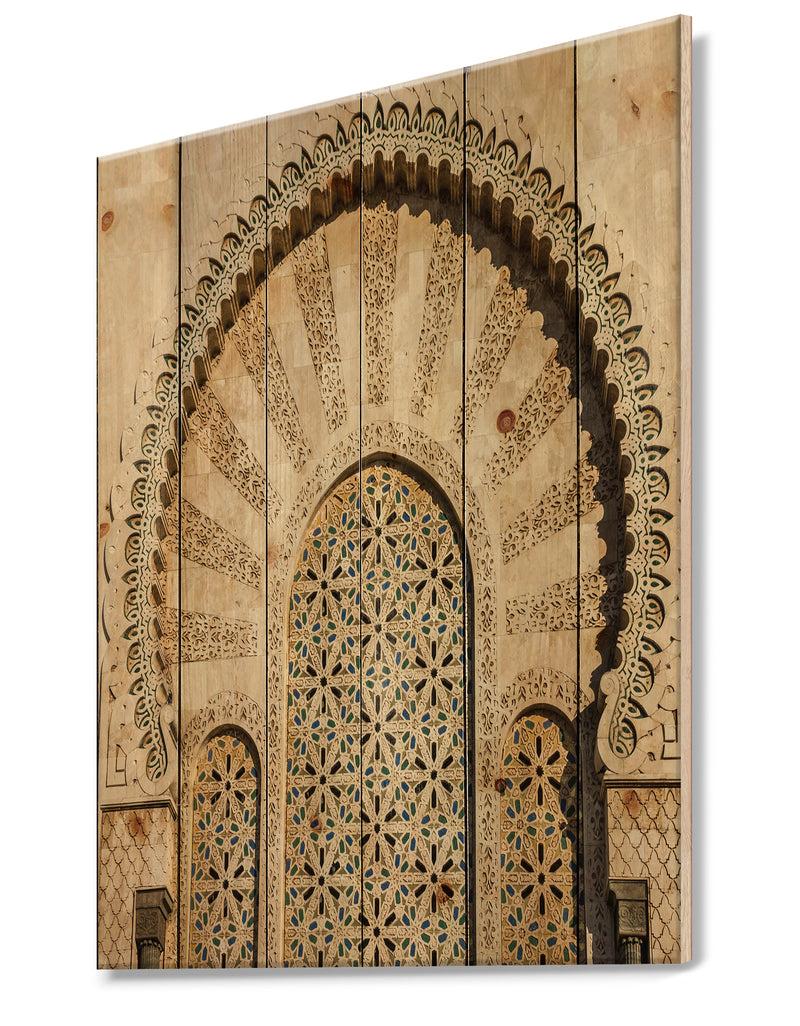 DesignQ Morocco Mosque Door - Vintage Print On Natural Pine Wood
