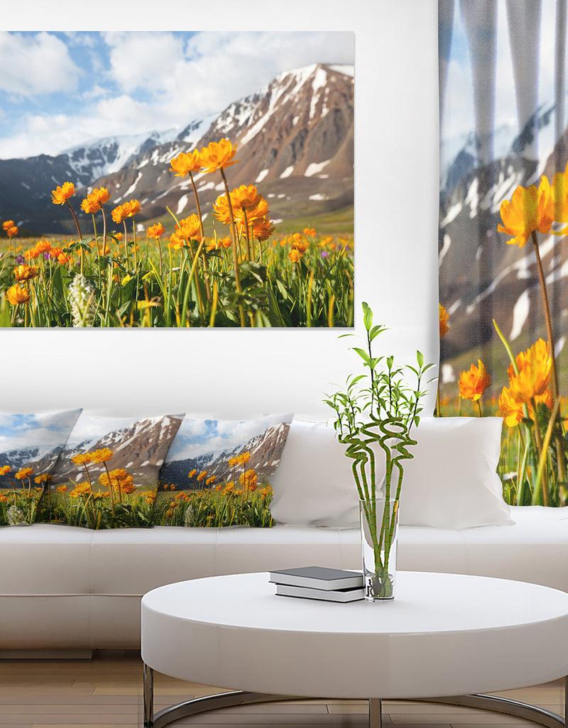 DesignQ Mountain Meadow With Yellow Flowers - Large Flower Wall Artwork