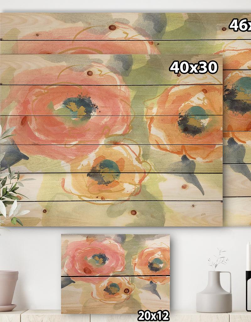 DesignQ Multicolor Buttercup II - Cottage Print On Natural Pine Wood