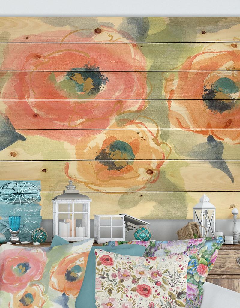 DesignQ Multicolor Buttercup II - Cottage Print on Natural Pine Wood