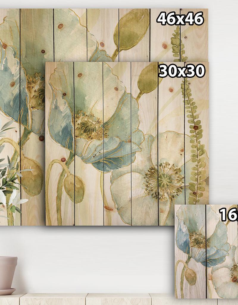 DesignQ My Greenhouse Cottage Flowers III - Traditional Print On Natural Pine Wood