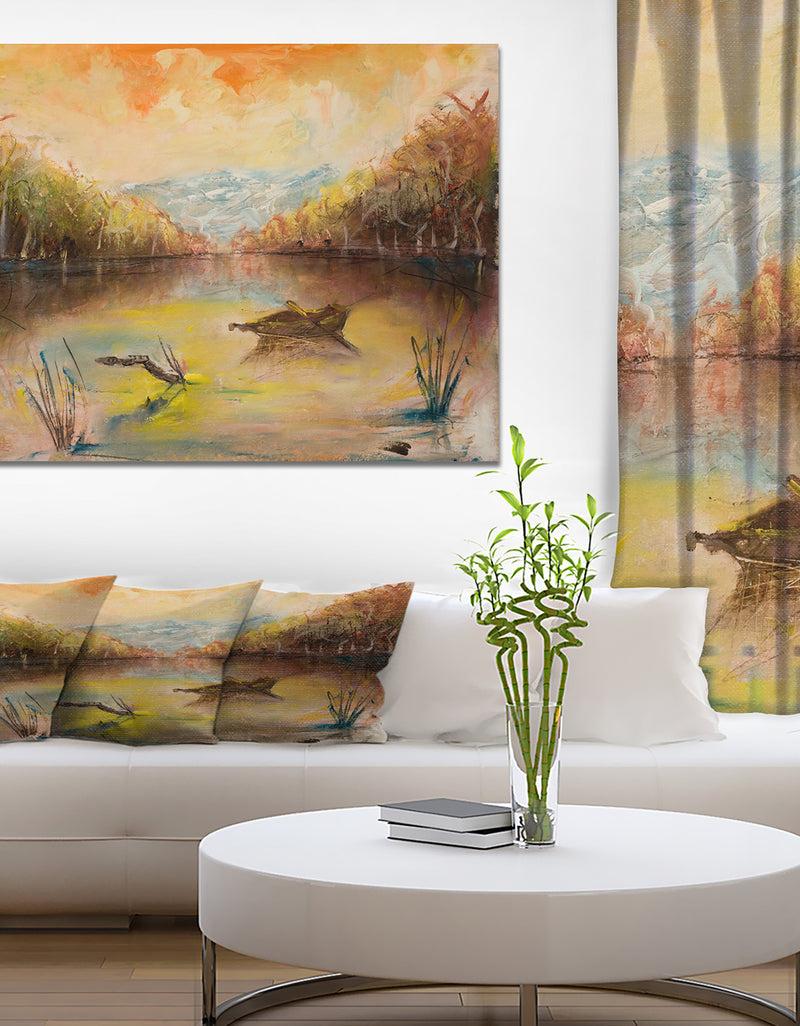 DesignQ Nature in Sunset - Landscapes Painting Print on Wrapped Canvas DesignQ Nature in Sunset - Landscapes Painting Print on Wrapped Canvas
