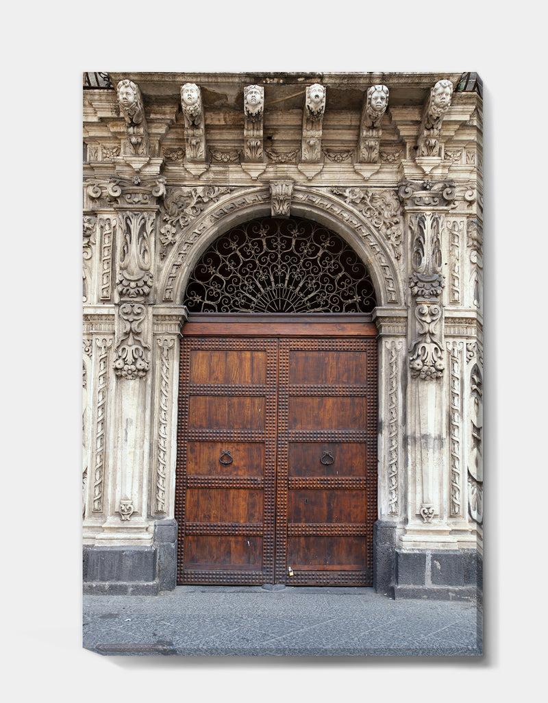 DesignQ Old Door In Catania - Vintage Gallery-wrapped Canvas