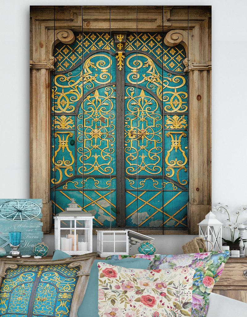 DesignQ Old-European Door Vintage - Vintage Print on Natural Pine Wood