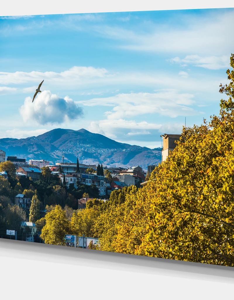 DesignQ Old Town And Hills In Tbilisi - Landscape Canvas Wall Artwork