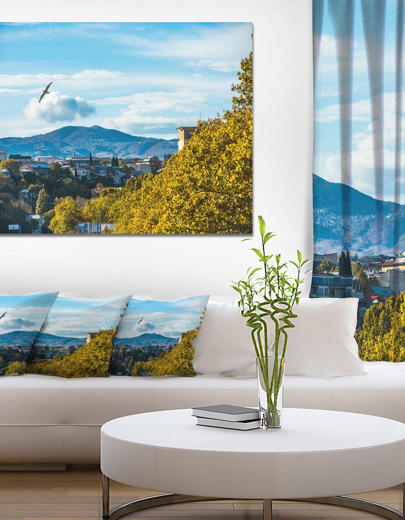 DesignQ Old Town and Hills in Tbilisi - Landscape Canvas Wall Artwork