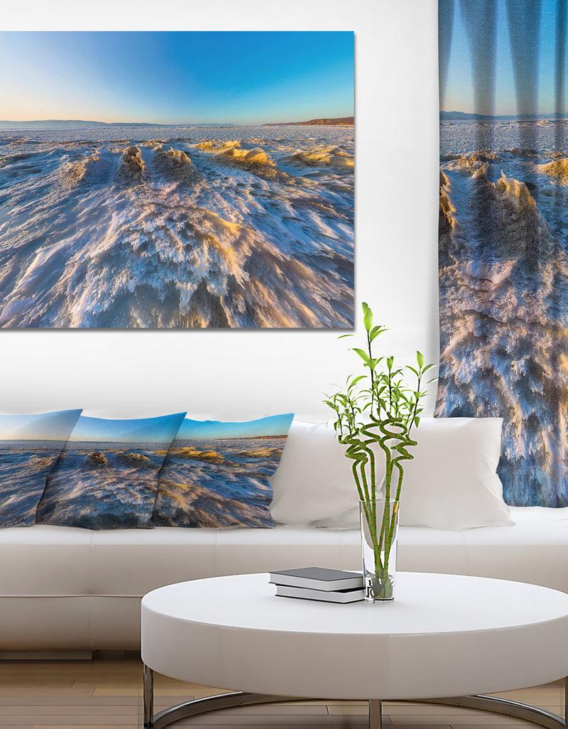 DesignQ Olkhon Baikal Snow Sunrise - Landscapes Sea & Shore Photographic on wrapped Canvas