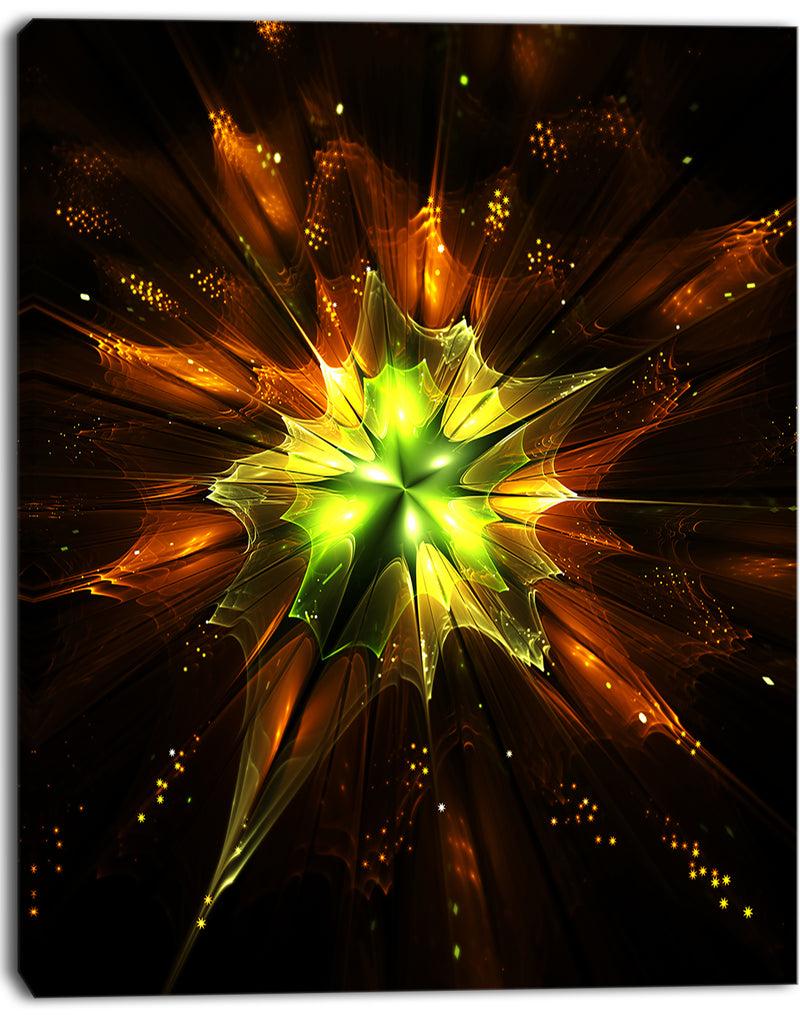DesignQ Orange Yellow Green Fractal Flower - Flower Canvas Print Artwork