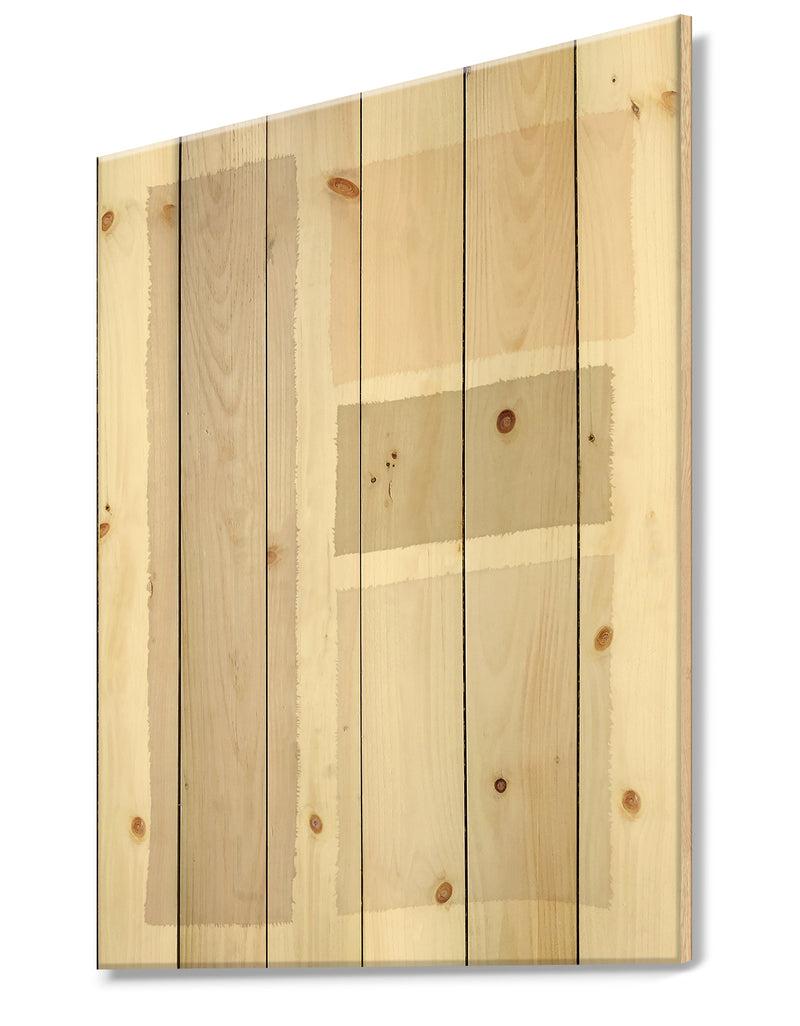 DesignQ Painted Simple Form Neutral On White - Modern Geometric Print On Natural Pine Wood