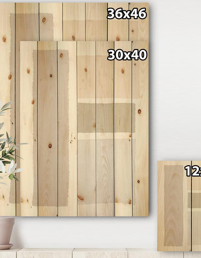 DesignQ Painted Simple Form Neutral On White - Modern Geometric Print On Natural Pine Wood