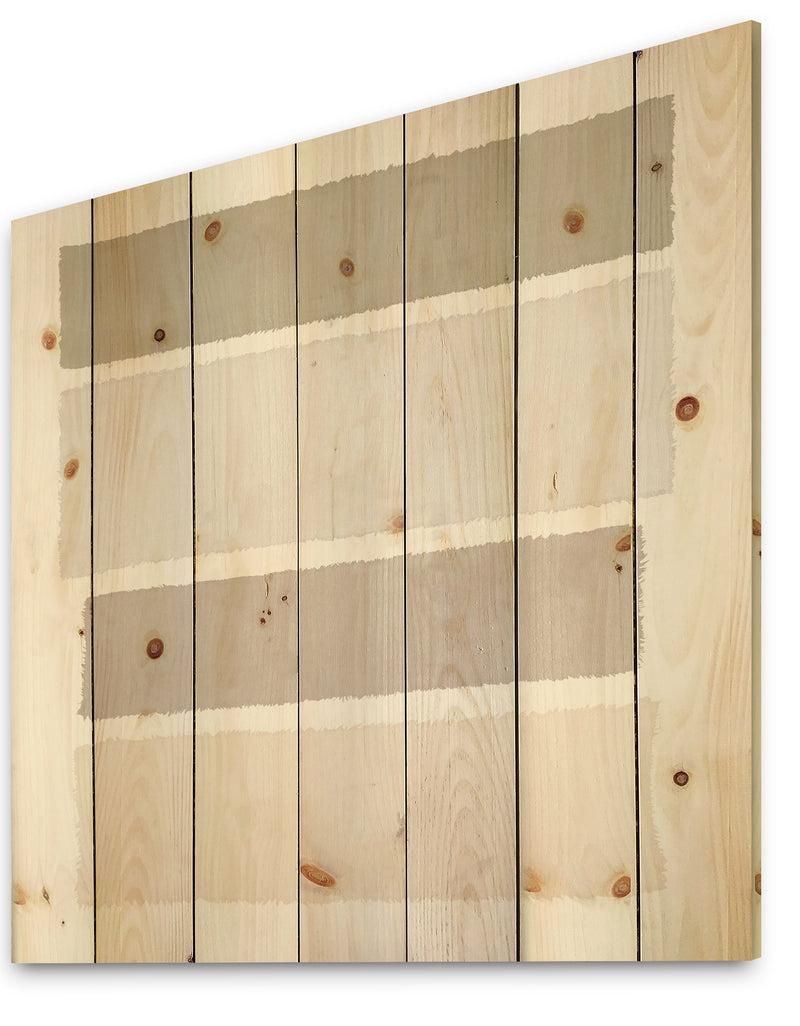 DesignQ Painted Weaving I Neutral On White Sq - Modern Geometric Print On Natural Pine Wood