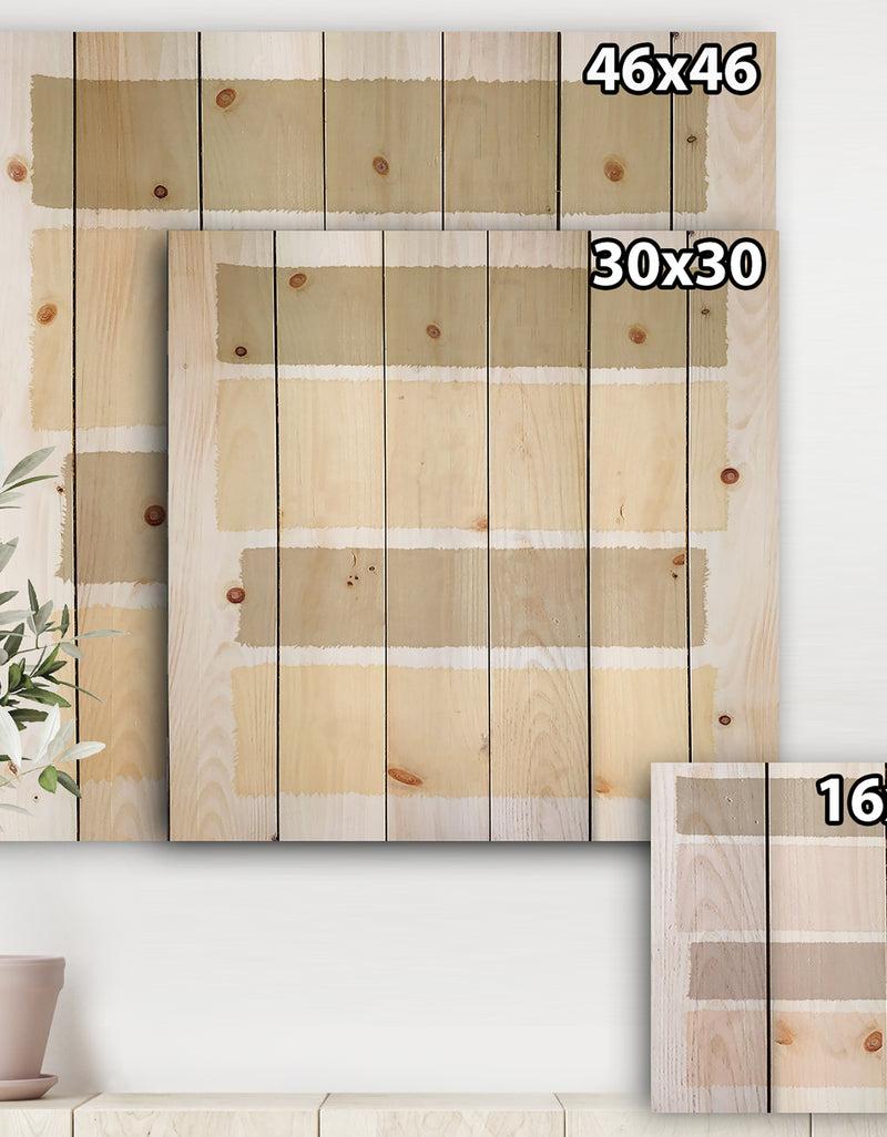 DesignQ Painted Weaving I Neutral On White Sq - Modern Geometric Print On Natural Pine Wood