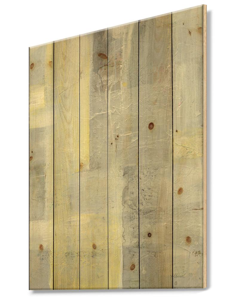 DesignQ Patchwork Abstract II - Modern & Contemporary Print On Natural Pine Wood