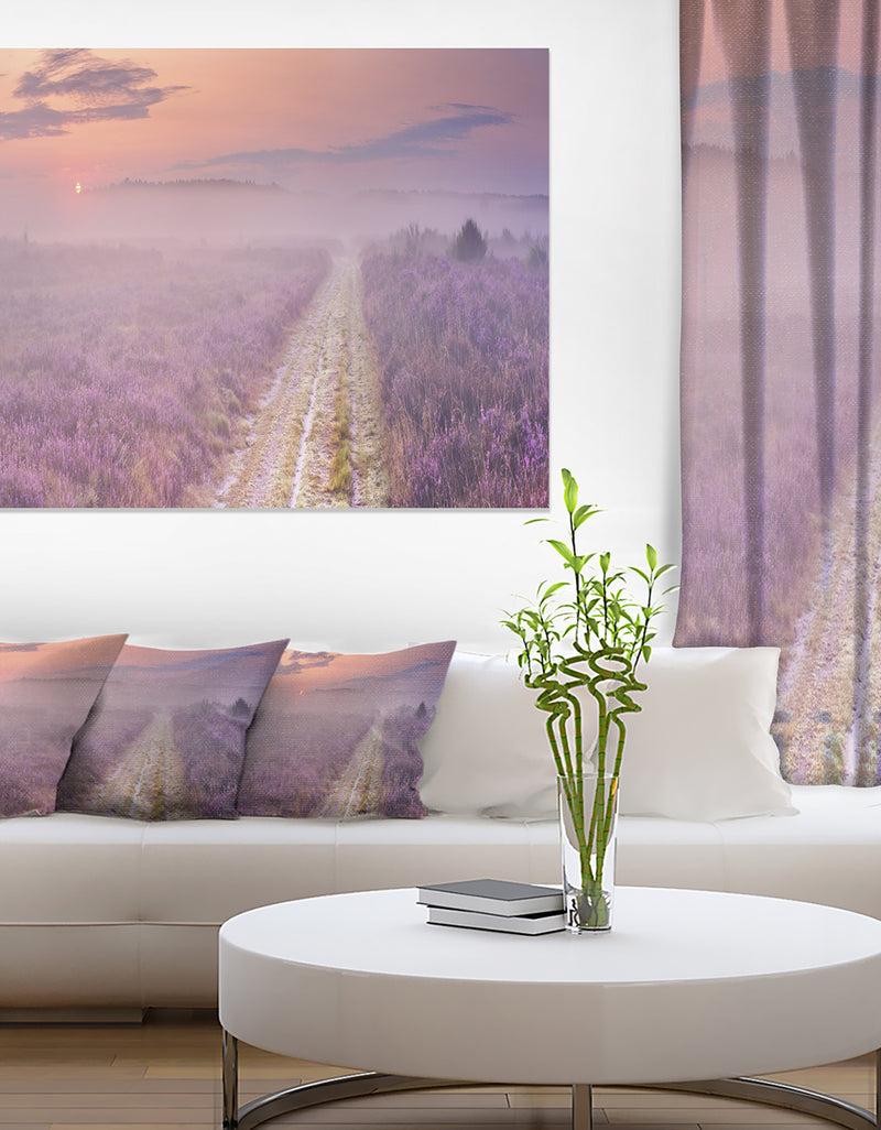 DesignQ Path through Blooming Heather - Landscape Art Canvas Print