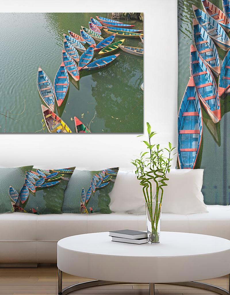 DesignQ Phewa Lake in Pokhara Nepal - Boat Wall Artwork on Canvas