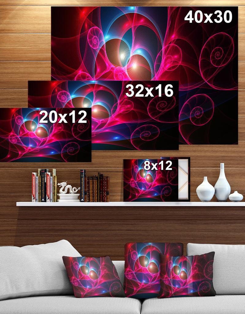 DesignQ Pink Curly Spiral On Black - Extra Large Abstract Canvas Wall Art