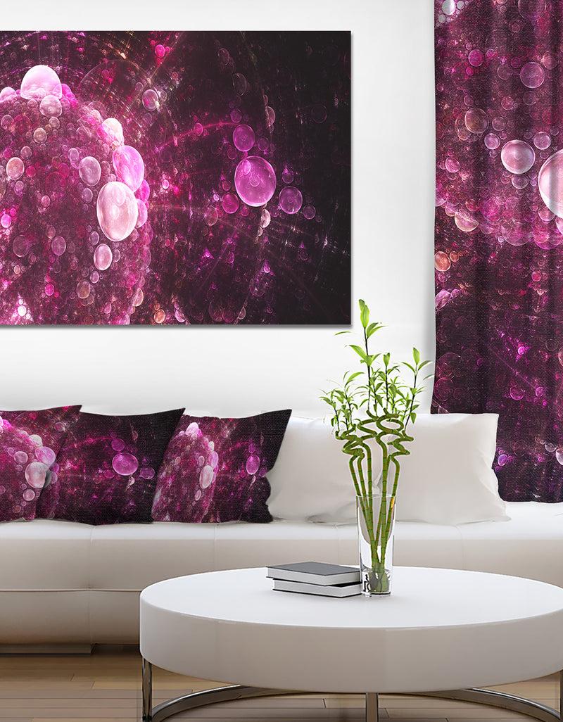 DesignQ Pink On Black World Bubbles - Extra Large Floral Canvas Art Print