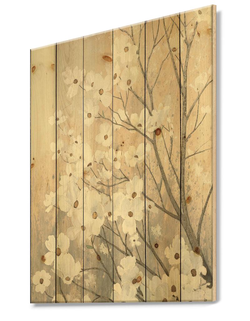 DesignQ Porch & Den Brown Onn Grey Blossoms - Natural Pine Wood