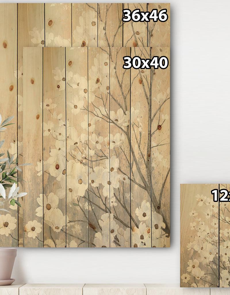 DesignQ Porch & Den Brown Onn Grey Blossoms - Natural Pine Wood