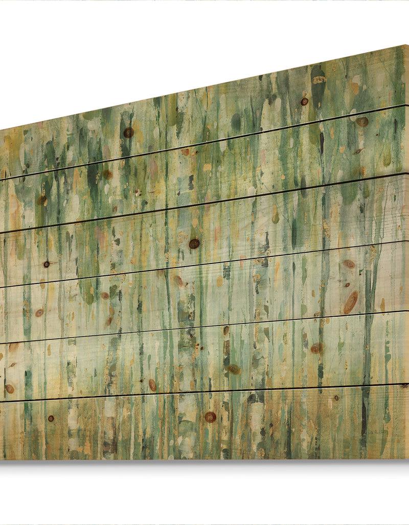 DesignQ Porch & Den Golden Birch Forest V - Print On Natural Pine Wood