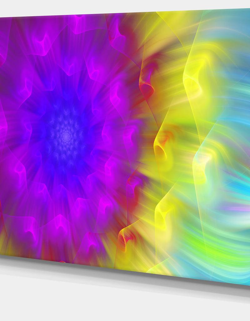 DesignQ Purple Fractal Petals Dandelion - Floral Canvas Wall Art