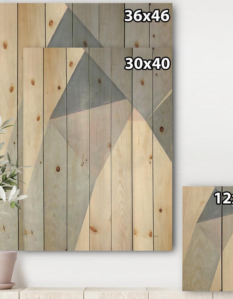 DesignQ Purple Geometric Bridge II - Mid-Century Modern Print On Natural Pine Wood