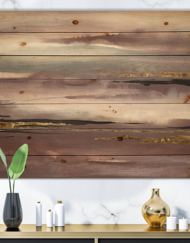 DesignQ Purple Glam Storm IV - Glam & Shabby Chic Print on Natural Pine Wood