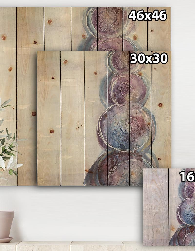 DesignQ Purple Starting Over I - Modern Geometric Print On Natural Pine Wood