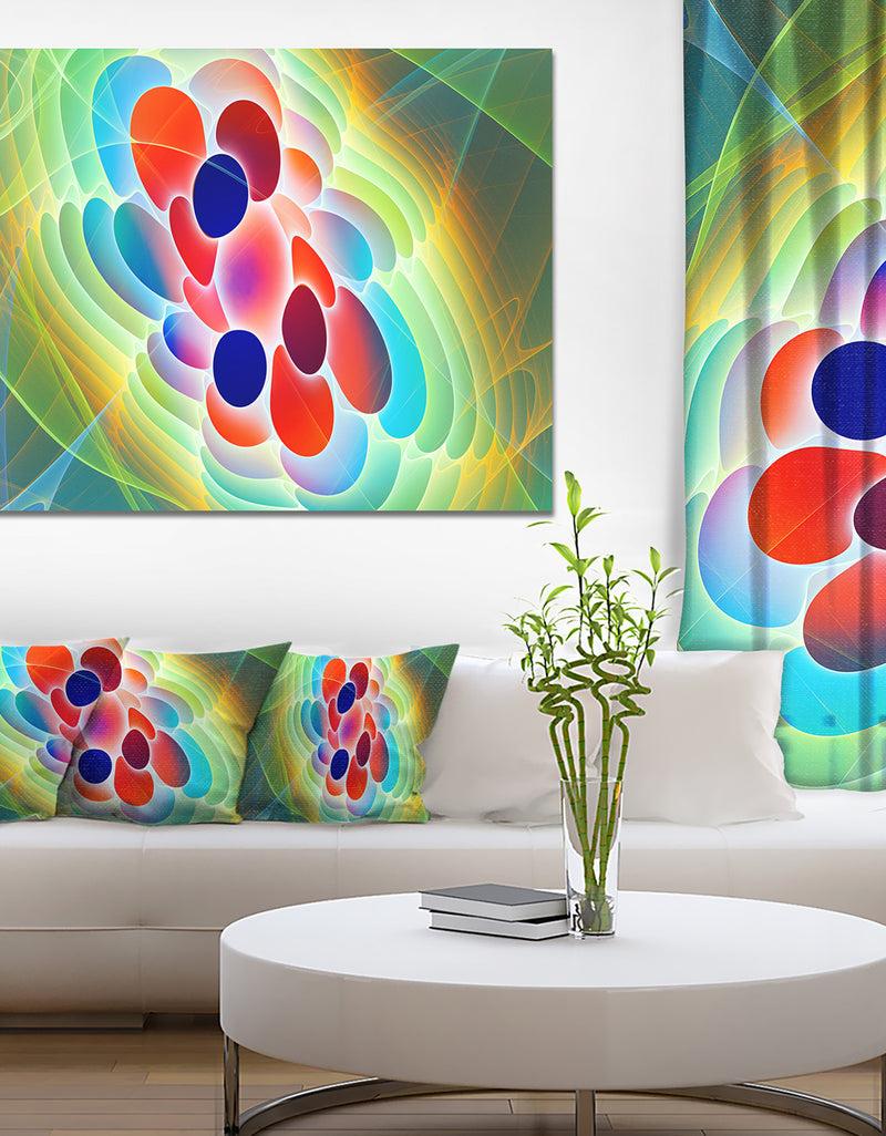 DesignQ Red Blue Fractal Virus Design - Abstract Art On Canvas