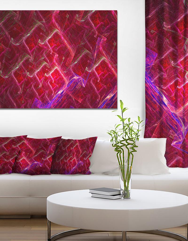 DesignQ Red Fractal Electric Lightning - Abstract Art on Canvas