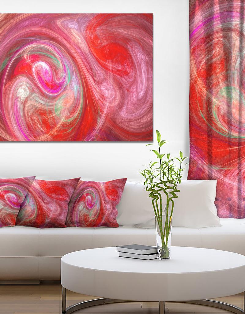 DesignQ Red Fractal Pattern With Circles - Large Wall Art On Canvas