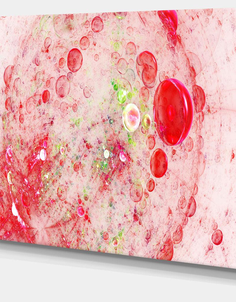 DesignQ Red Fractal Planet Of Bubbles - Extra Large Abstract Canvas Wall Art