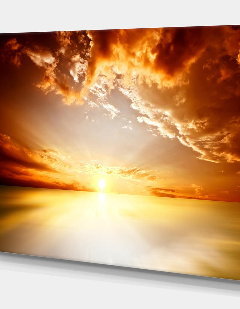 DesignQ Red Sunset Sky - Landscapes Photography On Wrapped Canvas