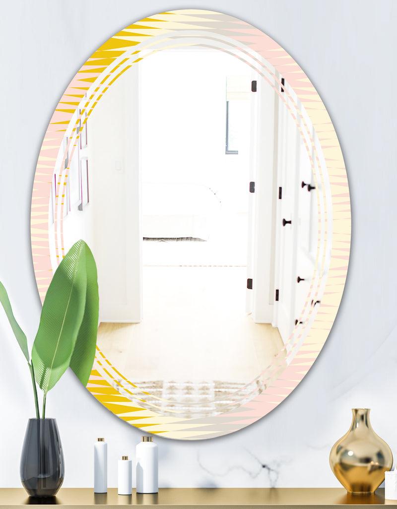 DesignQ Retro Abstract Design IV - Modern Round Or Oval Wall Mirror - Triple C