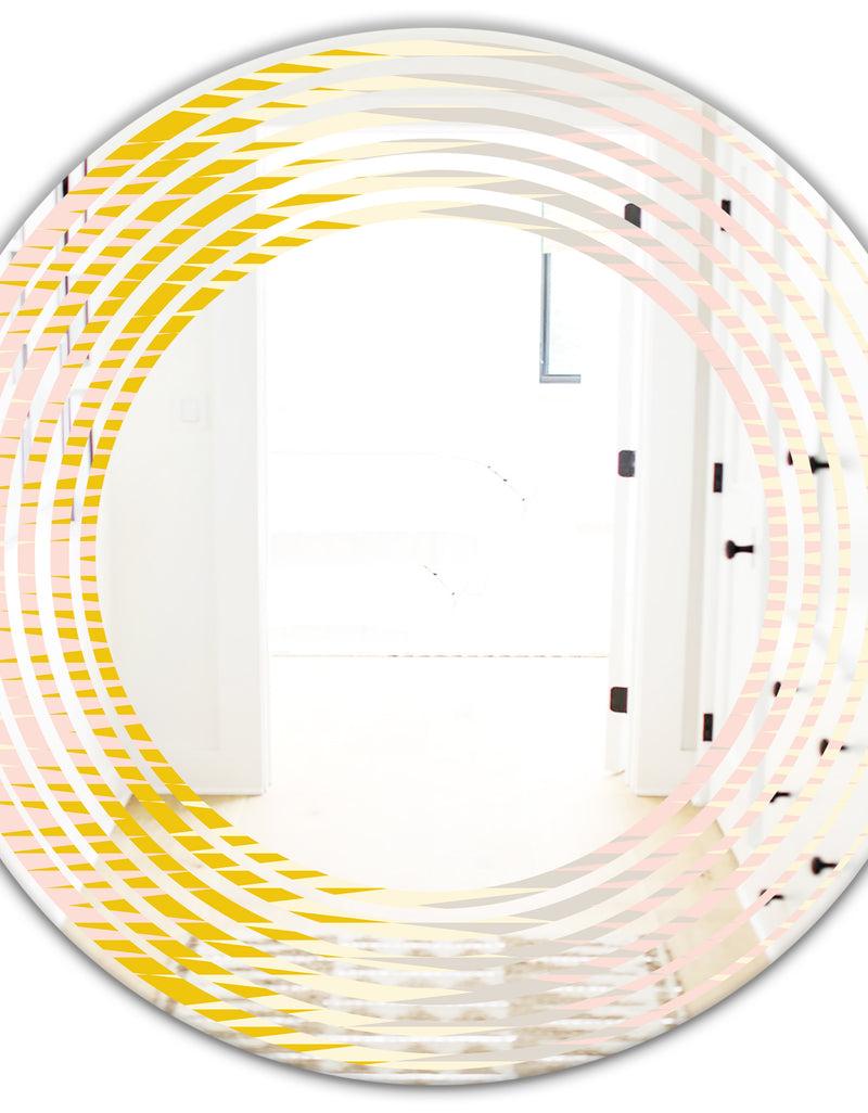 DesignQ Retro Abstract Design IV - Modern Round Or Oval Wall Mirror - Wave