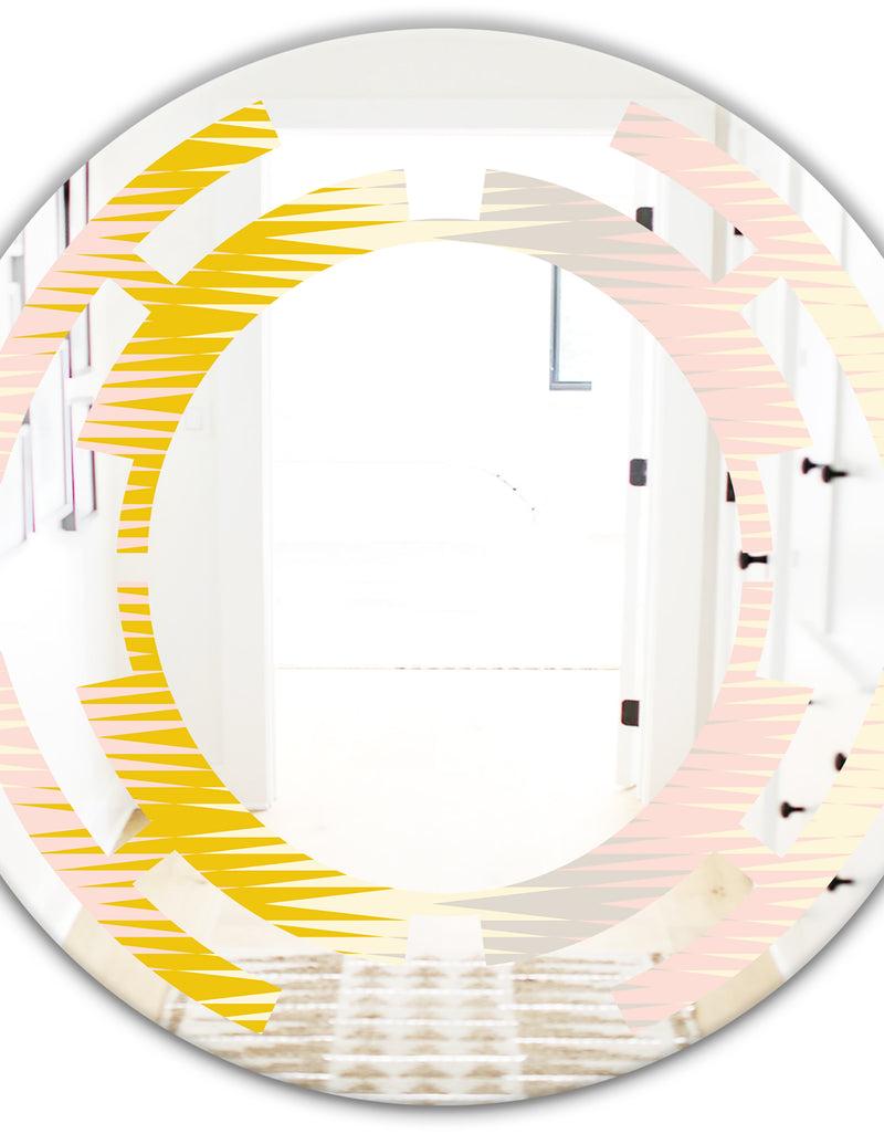 DesignQ Retro Abstract Design IV - Modern Round Or Oval Wall Mirror - Space